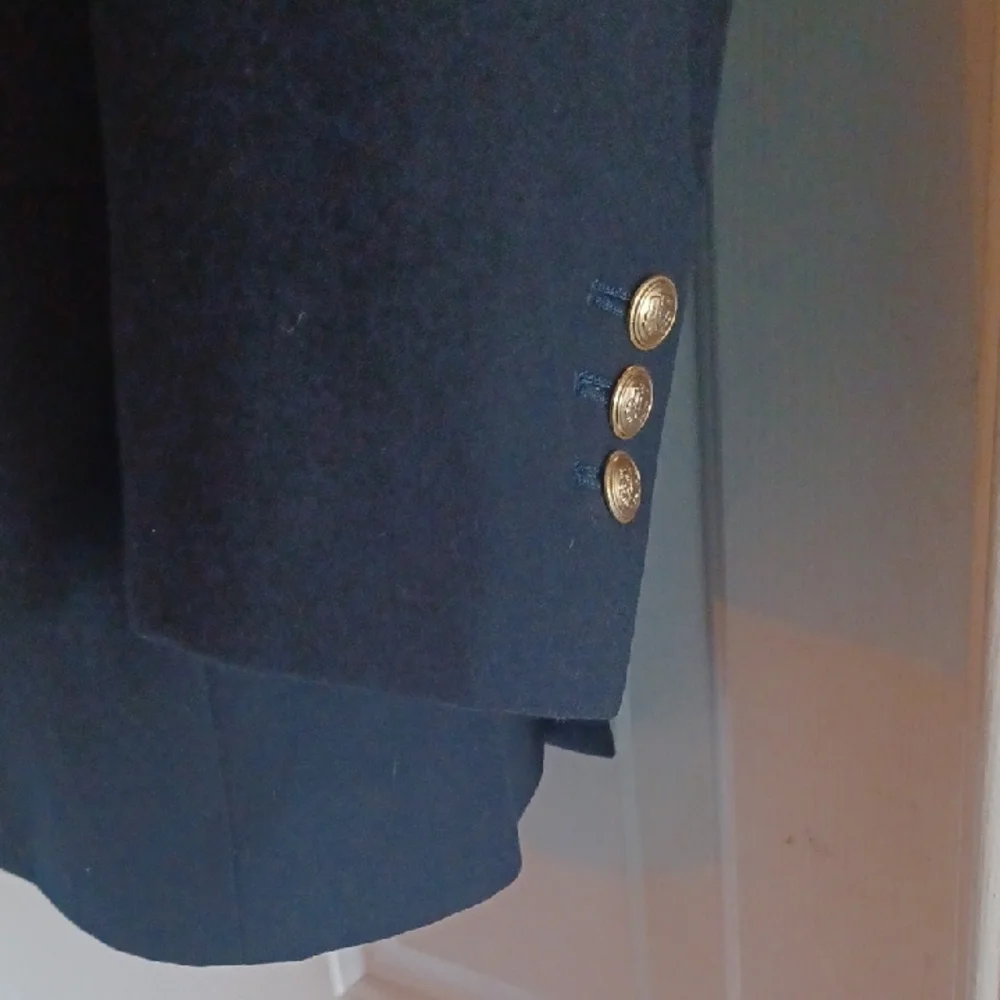Custom Navy Double-Breasted Cashmere Blazer w/ Gold Buttons - Picture 6 of 12
